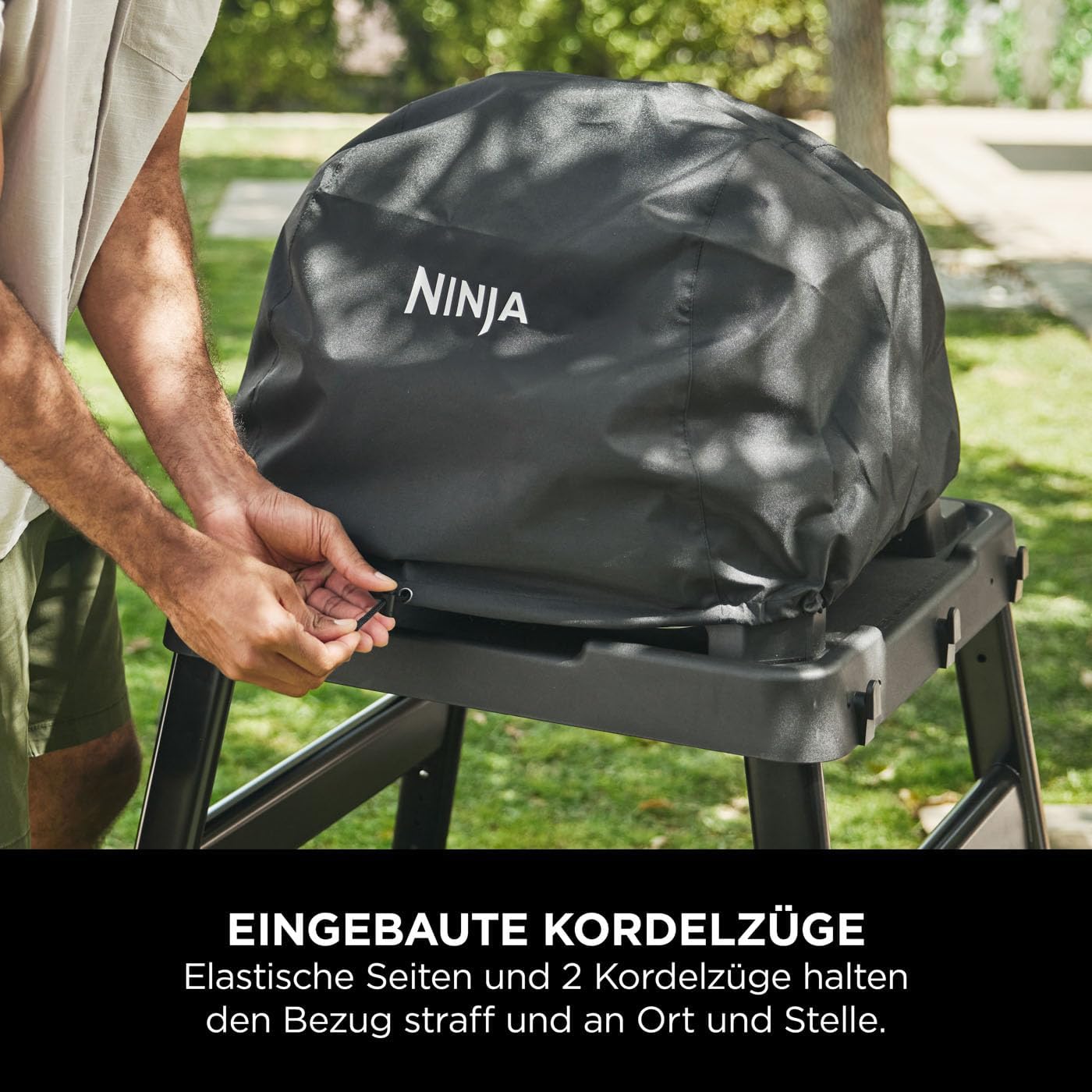 Ninja Woodfire verstellbarer Ständer und Beistelltisch, Außenofen- und Grillständer, robuster Outdoor-Kochtisch und Pizzaofenständer, Schwarz 4718J800EUUK