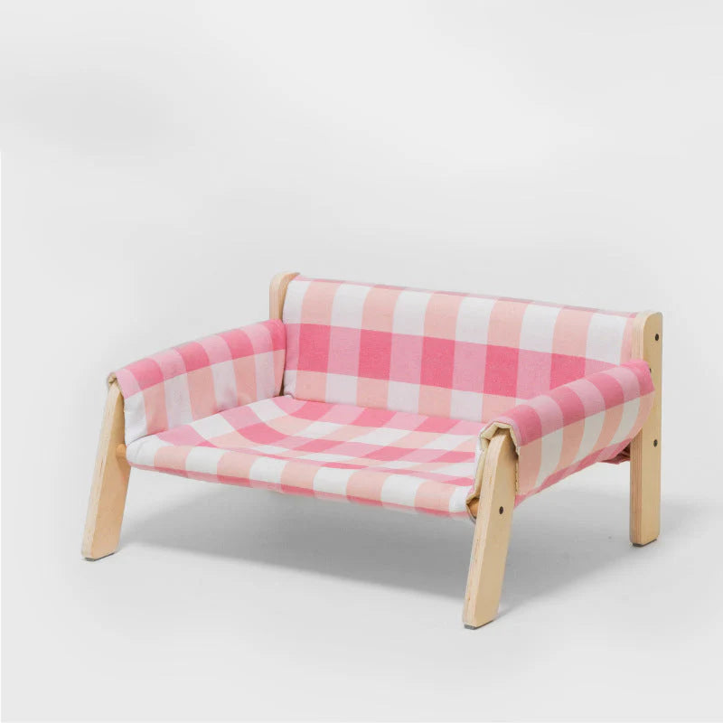 PfotenLuxus – Elegante cuccia in legno con fantasia a quadri per un comfort di stile