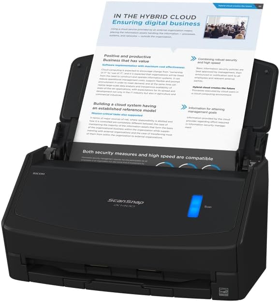 ScanSnap iX1400 Scanner da scrivania (Nero) - A4, fronte-retro, USB 3.2 con ADF