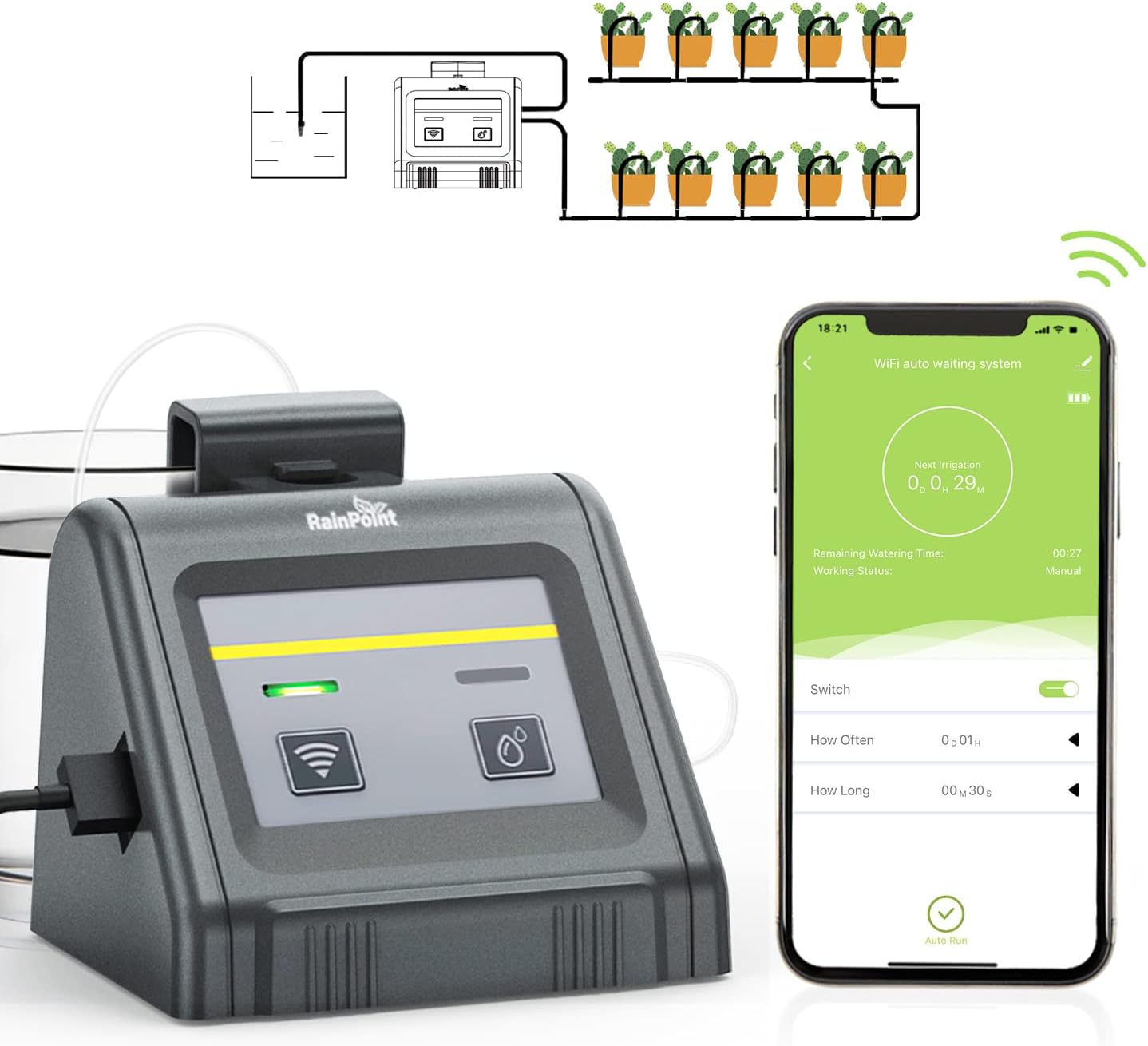 RAINPOINT WiFi Automatisches Bewsserungssystem für Zimmerpflanzen,DIY-Tropfbewsserungsset Fernsteuerung des automatischen/manuellen/verzgerten Bewsserungsmodus über APP