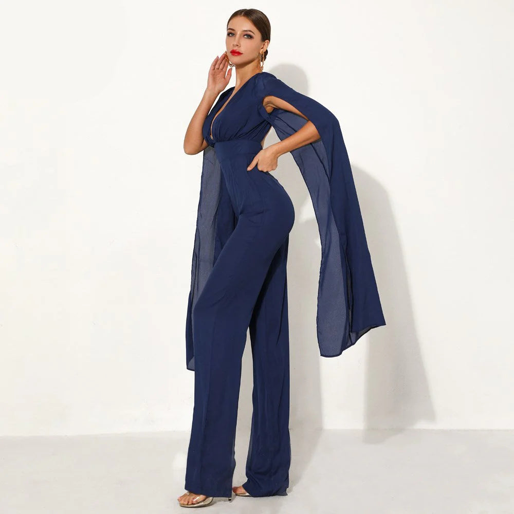 Tuta elegante con mantella blu navy
