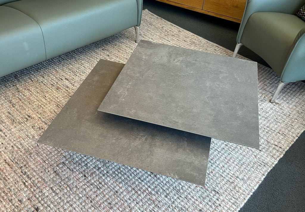 Ronald Schmitt Couchtisch Evita H509 drehbare Platte, 75 x 75 cm Keramik Focos Piombo