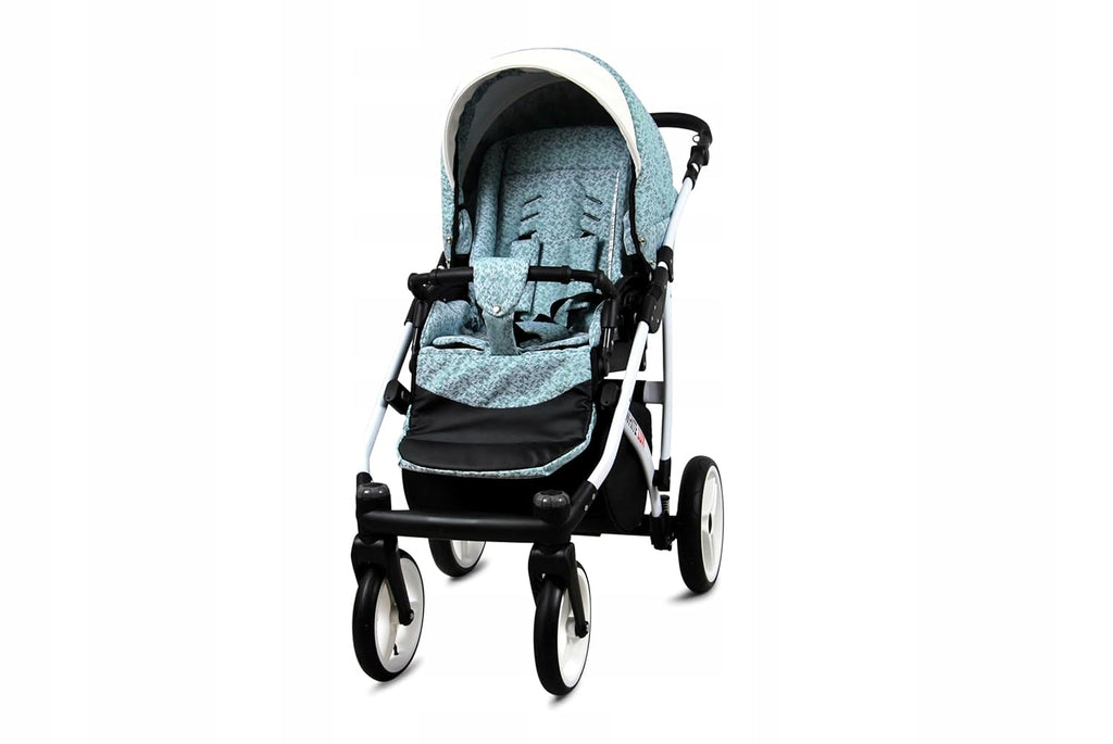 BabyLux® Passeggino Bambimo Set 3 in 1 - White Lux - include Navicella, Seduta Passeggino, Seggiolino Auto Ovetto - Seggiolino Auto - Set Passeggino - Passeggino Combinato con Borsa Fasciatoio, Parapioggia ecc.