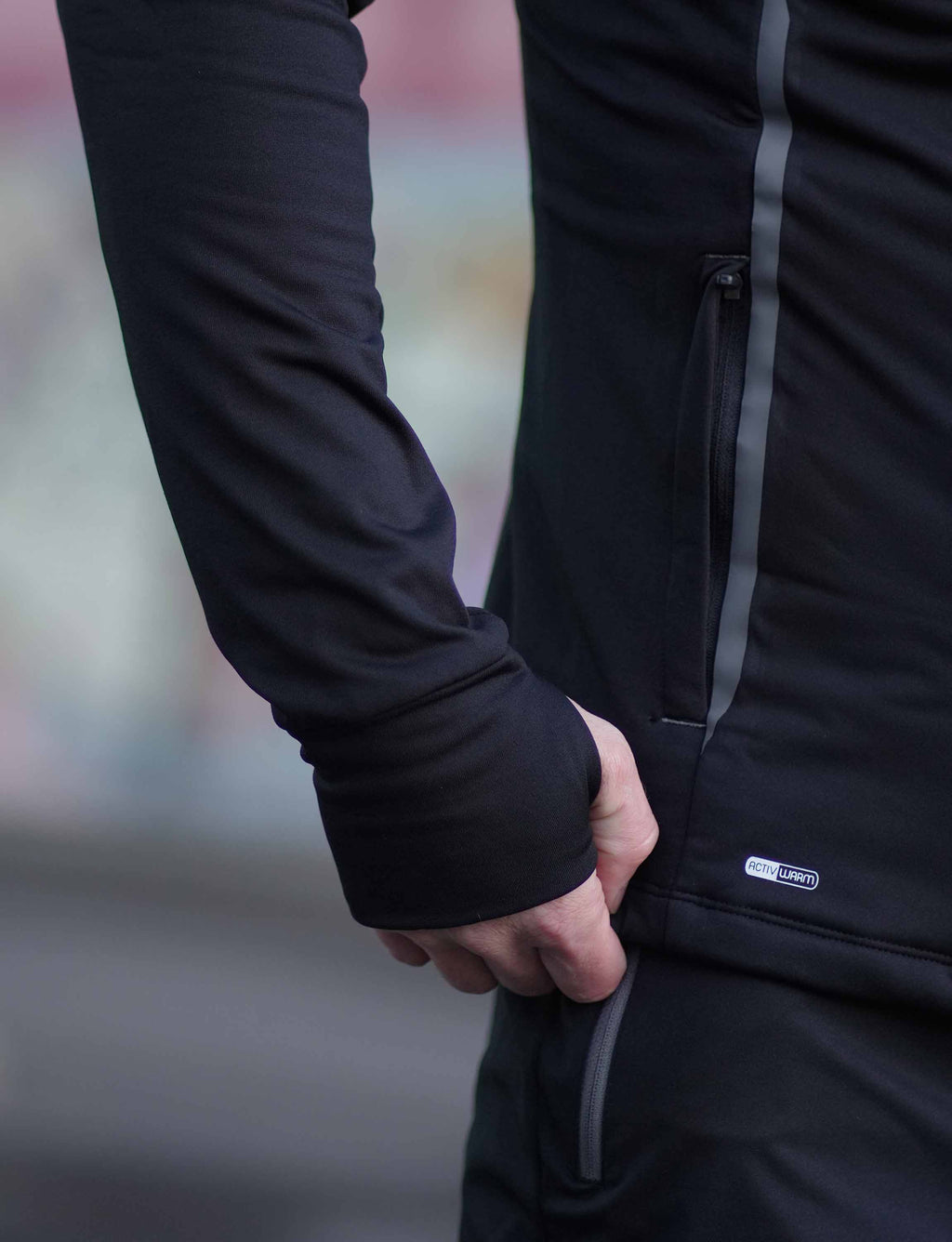 Herren Winter Thermo Laufhose Lang Pro Team Schwarz-Silber Setprodukt
