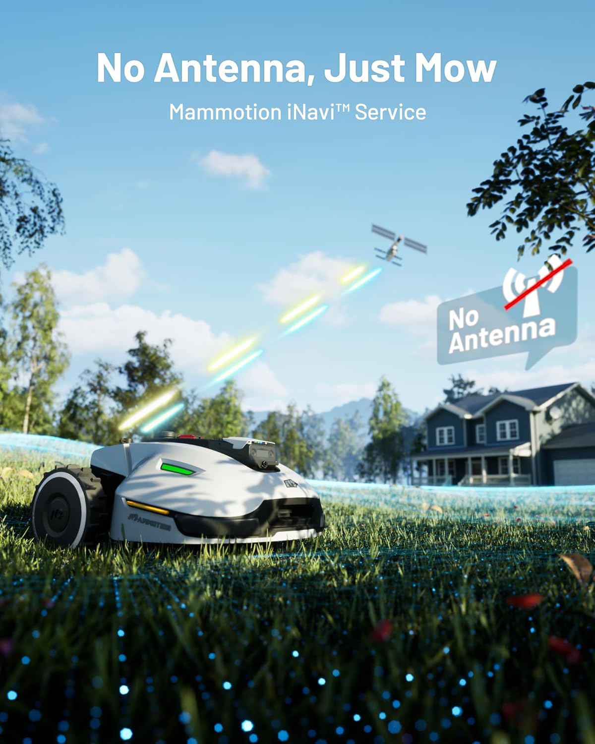MAMMOTION YUKA Mini 500 Mähroboter ohne Begrenzungskabel, NetRTK+Vision, Keine RTK-Antenne erforderlich, Auto-Kartierung, Empf. 500m², Max. 700m², mit 4G-Modul, 50% Steigung