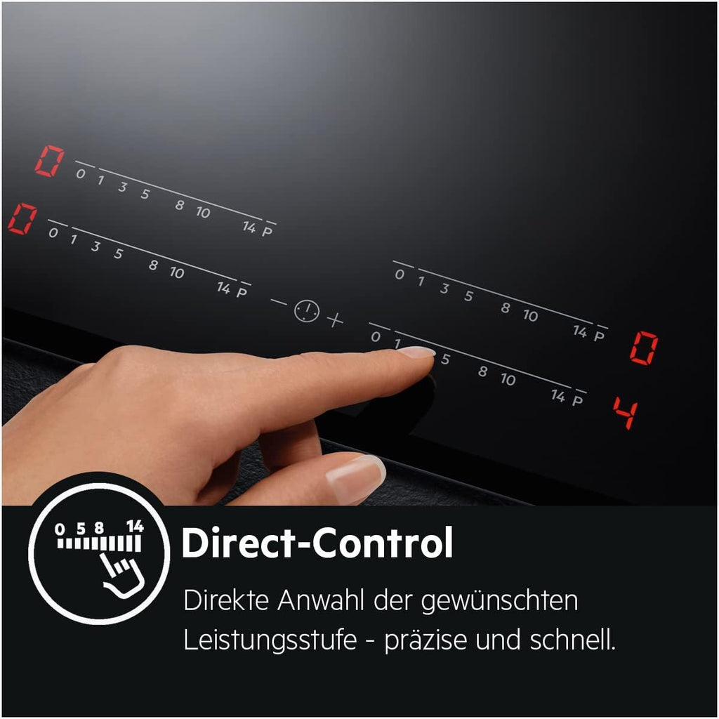 AEG Induktionskochfeld autark 60cm – 4 Flex-Kochzonen mit Powerfunktion für schnelleres Kochen – 14 Stufen – SuperFlat Rahmen – Timer – Touch-Bedienung – kompatibel mit Haubenautomatik – TO64IA0AXB