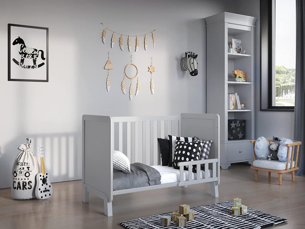Love For Sleep Babybett Beistellbett 120x60cm mit Schaumstoffmatratze Aloe Vera Grau-Kiefer Francis Kinderbett Baby Bett Holz - Kinderbett Babybett, Mitwachsend Gitterbett Baby Bed