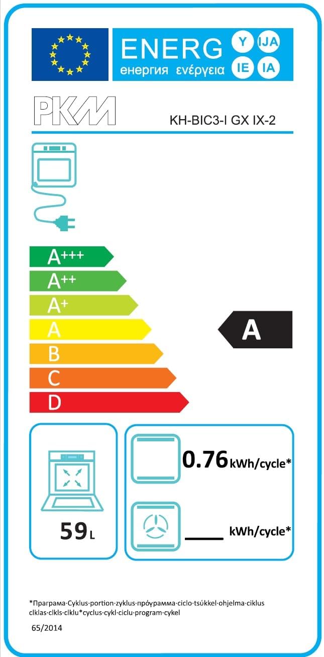 PKM KH-BIC3-I GK IX-2 Set forno da incasso in acciaio inox 60 cm con piano cottura in vetroceramica