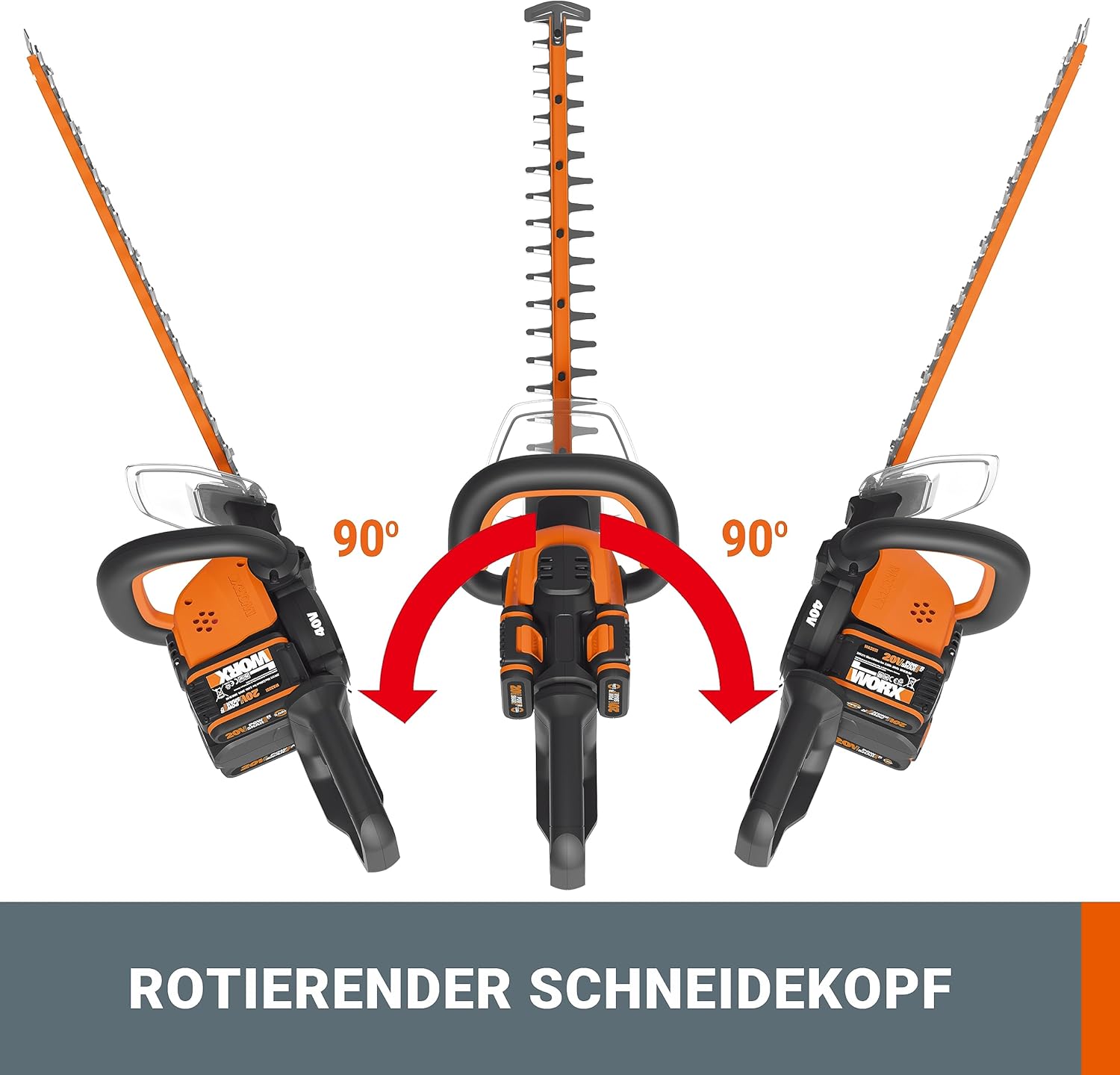 WORX WG286E.9 Nitro Tagliasiepi a batteria professionale 40V – taglio preciso anche ad angoli difficili – potente motore brushless – lunghezza di taglio 58cm – distanza tra i denti 27mm – senza batteria e caricabatterie