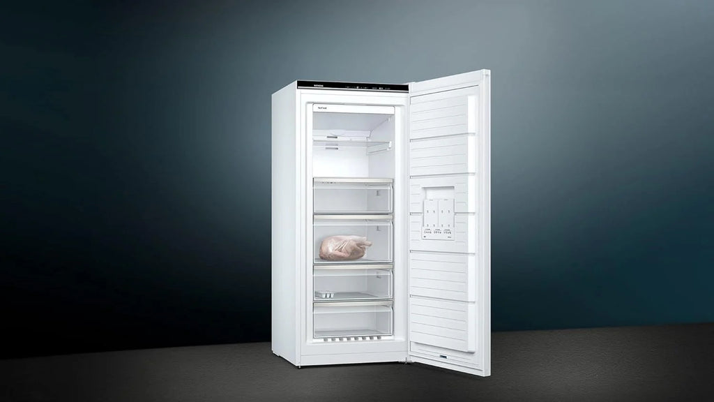 Siemens GS54NAWCV iQ500 Congelatore, 176 x 70 cm, 327 L, noFrost mai più sbrinamento, bigBox spazio per alimenti grandi, varioZone ripiani in vetro e cassetti flessibili, Bianco