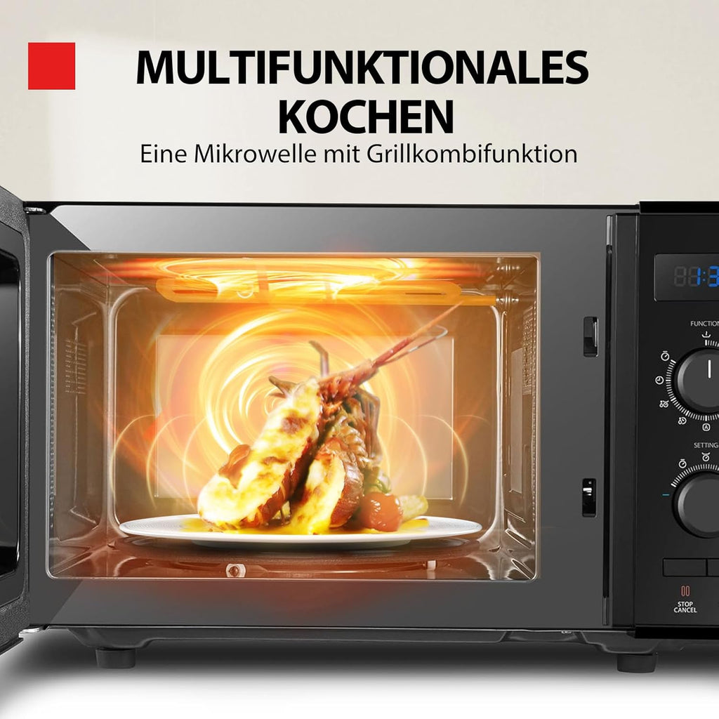 Forno a microonde a libera installazione Toshiba MW2-MM20PF(BK) / microonde singolo / 20L / 800W / 5 livelli di potenza con pratica funzione di scongelamento/illuminazione interna a LED/Nero