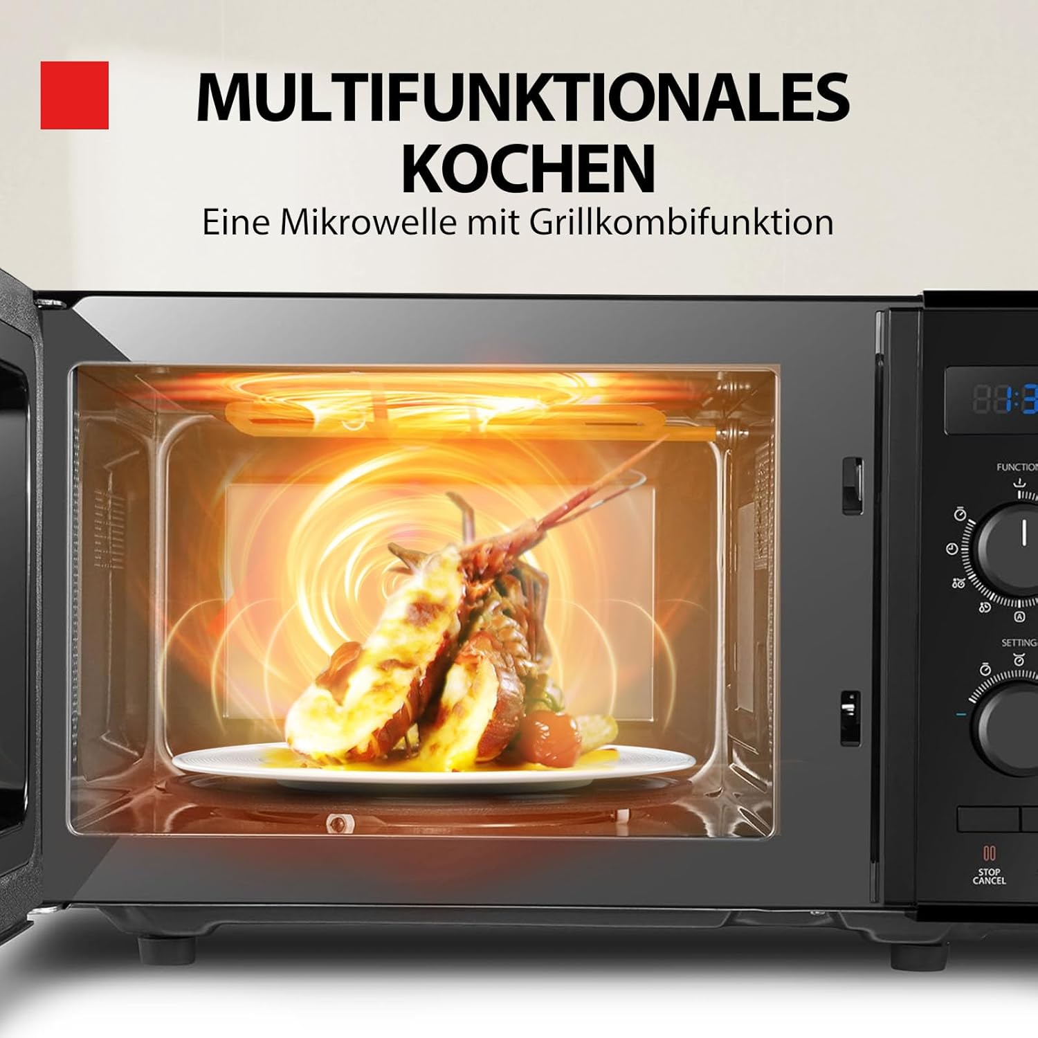 Forno a microonde a libera installazione Toshiba MW2-MM20PF(BK) / microonde singolo / 20L / 800W / 5 livelli di potenza con pratica funzione di scongelamento/illuminazione interna a LED/Nero