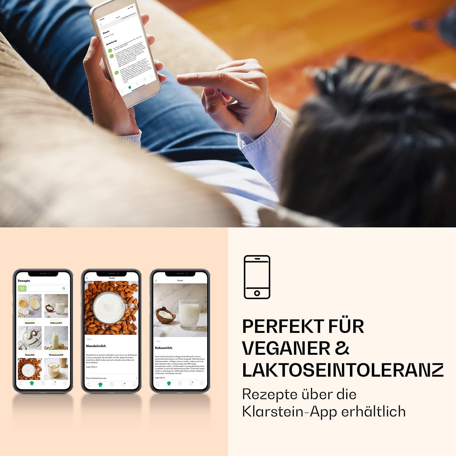 Klarstein Mixer, frullatore con motore da 300 W e potenza di riscaldamento da 1250 W, frullatore ad alte prestazioni per la preparazione di latte vegetale, frullatore per smoothie con tecnologia di riscaldamento a 360°, 30.000 giri/min, touchscreen, nero