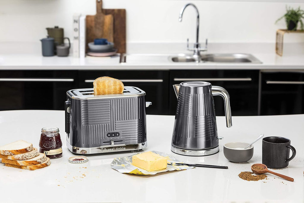Russell Hobbs GeoSteel Set Colazione: Tostapane, Bollitore e Macchina per il Caffè