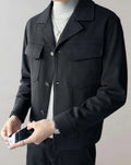 Unifarbene Herren-Wolljacke mit Brusttaschen