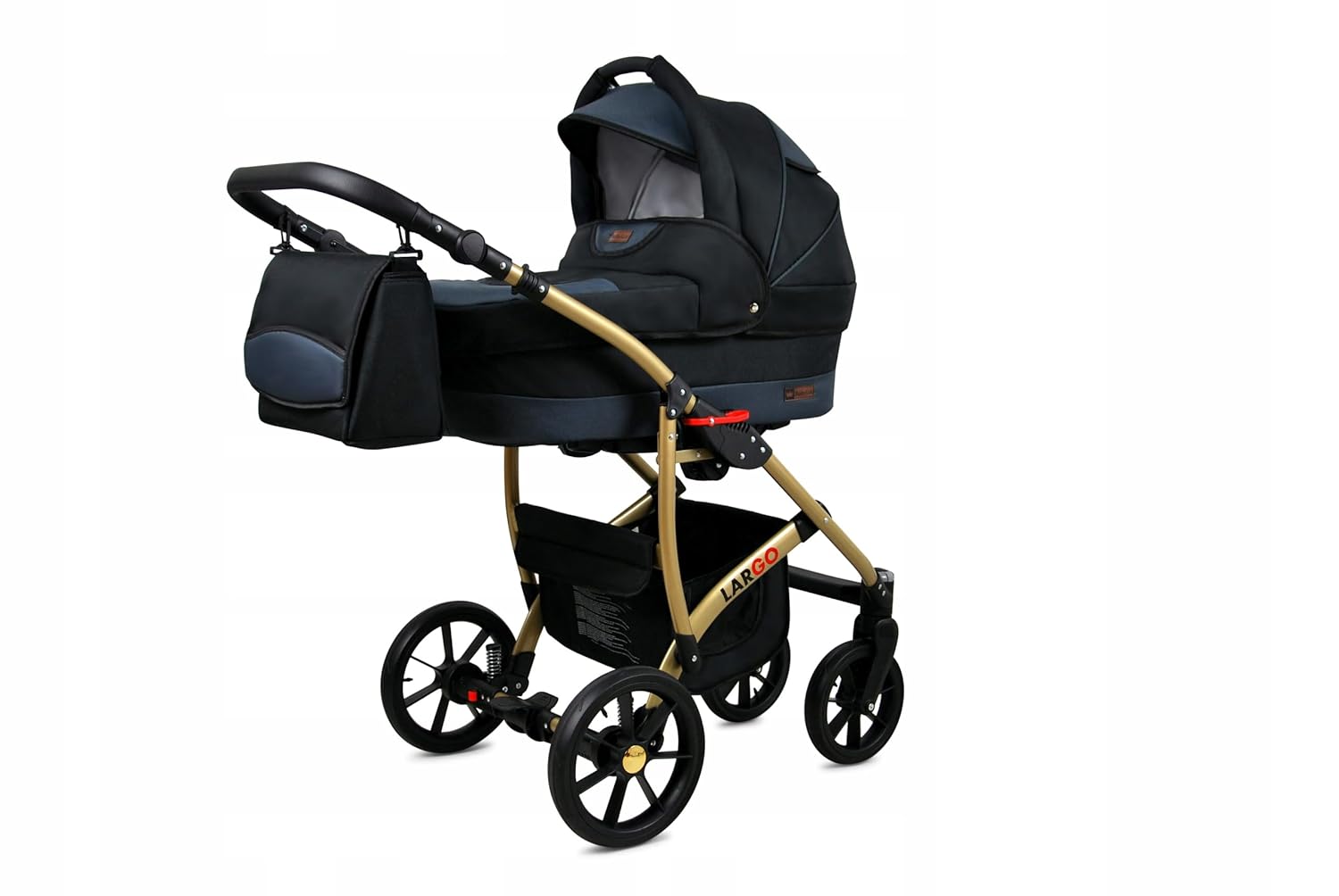BabyLux Largo 2-in-1 Baby Kinderwagen Tief und Kinderwagen mit Zubehör Verstellbar und faltbar Aluminiumkonstruktion Wasserdicht Nicht abnehmbare Räder Brown Cream White Frame