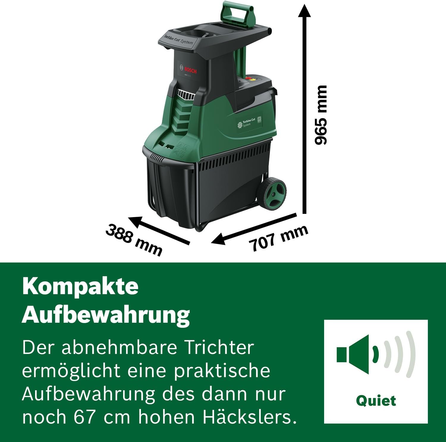 Bosch Trituratore a turbina AXT 25 TC (2.500 W; adatto per legno e residui di giardinaggio duri; include guanti da giardinaggio; contenitore di raccolta integrato da 53 l; in cartone) – Edizione