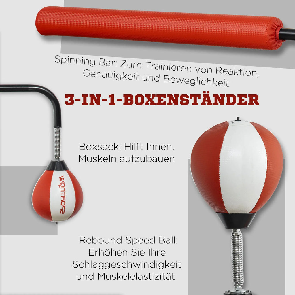 SPORTNOW Sacco da boxe autoportante, regolabile in altezza, con speed ball e barra per riflessi