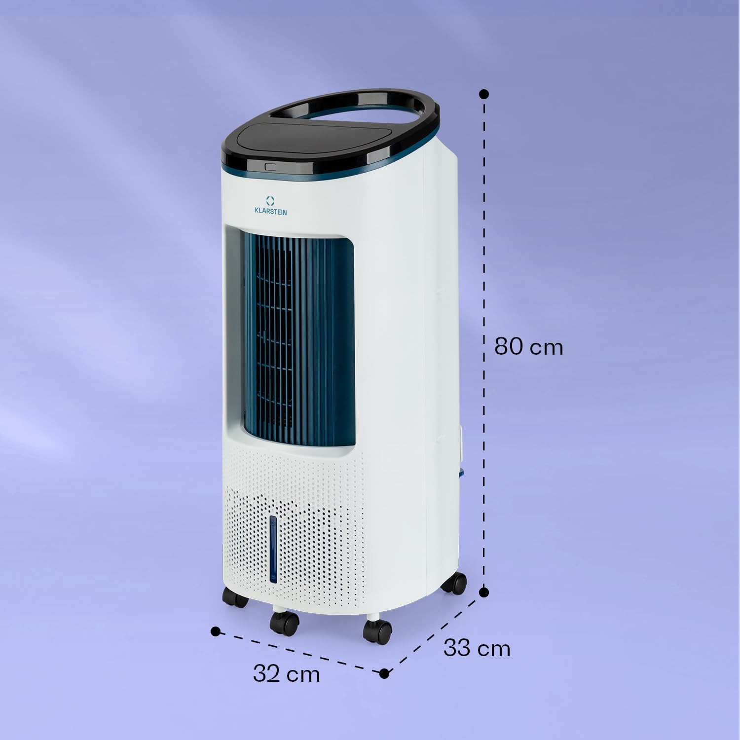 Klarstein Raffreddatore d'aria con Raffreddamento ad acqua, Raffrescatore Evaporativo Silenzioso 4-in-1, Umidificatore, Ventilatore e Modalità Notte, Raffrescatore Evaporativo Portatile 7L, 65W Air Cooler, Flusso d'aria di 330m³/h