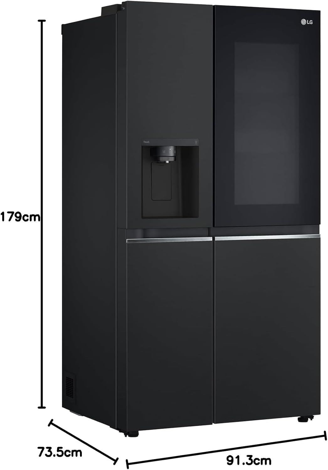 LG GSGV81PYLL Frigorifero Side by Side, Classe E, 635 L, Instaview, Frigorifero con congelatore, Dispenser ghiaccio, ghiaccio tritato, acqua, Total NoFrost, Smart Inverter Compressor, Wi-Fi