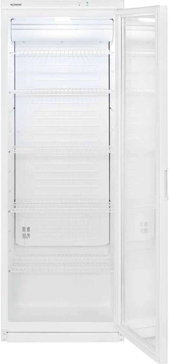 Bomann Frigorifero con porta a vetro | Frigorifero per bevande con serratura | 6 ripiani regolabili in altezza | 30 kg per ripiano | 347 litri | Frigorifero grande | Frigorifero per bottiglie con luce LED | KSG 7351 nero