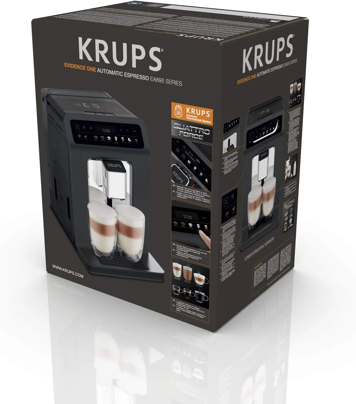 Krups Evidence One Macchina da Caffè Automatica con Tubo per il Latte, 12 Bevande, Funzione 2 Tazze, Display a Colori, Macchina del Caffè, Sigillo TÜV, Nero, EA895N10, Meteor Graphit