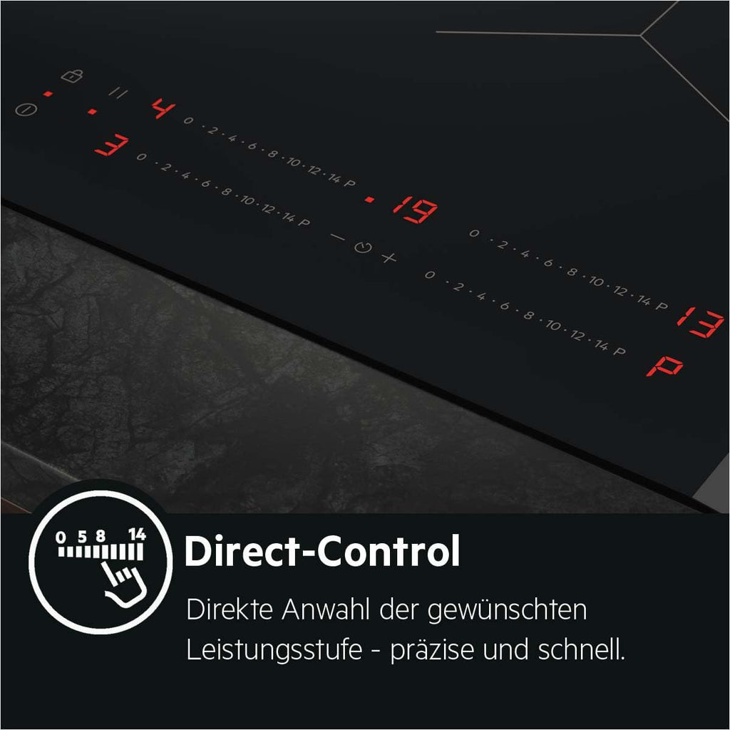 AEG Induktionskochfeld autark 60cm – 4 Flex-Kochzonen mit Powerfunktion für schnelleres Kochen – 14 Stufen – SuperFlat Rahmen – Timer – Touch-Bedienung – kompatibel mit Haubenautomatik – TO64IA0AXB