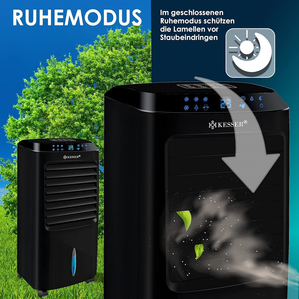 KESSER Climatizzatore Portatile 4in1 | Telecomando | Unità di Climatizzazione | Ventilatore per Climatizzatore | Timer | 3 Livelli | Ionizzatore Umidificatore | Raffreddatore d'Aria |