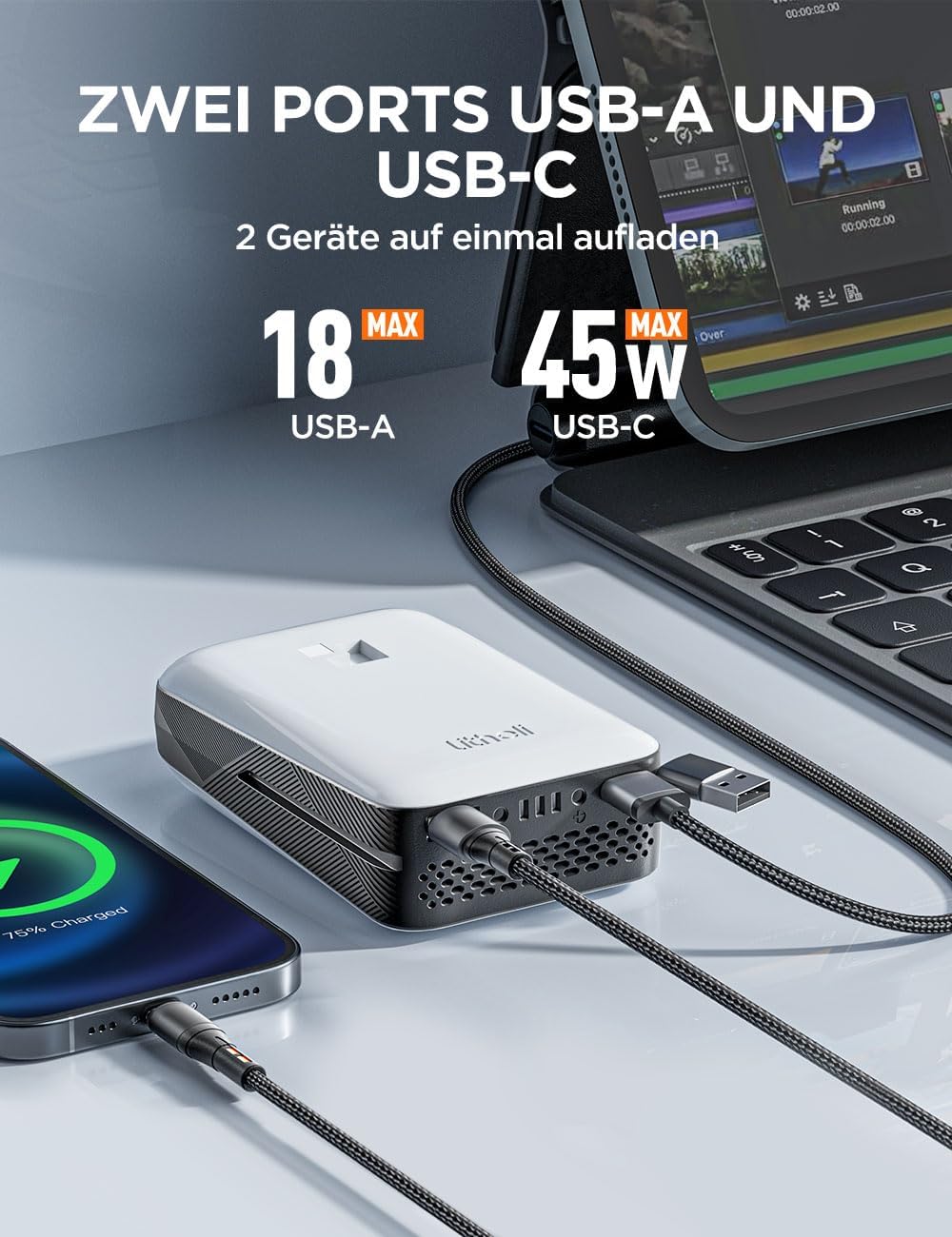Soffiatore per foglie a batteria Litheli, soffiatore per foglie brushless con turbocompressore, velocità dell'aria 180 km/h - portata d'aria 15,85 m³/min, con batteria, adatto per la cura del giardino, la cura del prato e lo sgombero della neve.