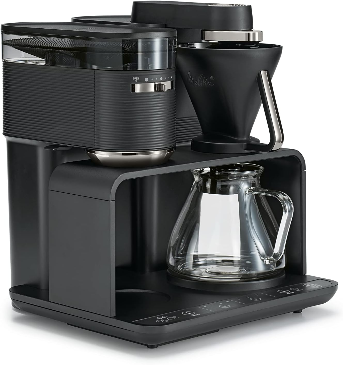 Melitta EPOS Macchina da caffè con macinacaffè, nero-argento