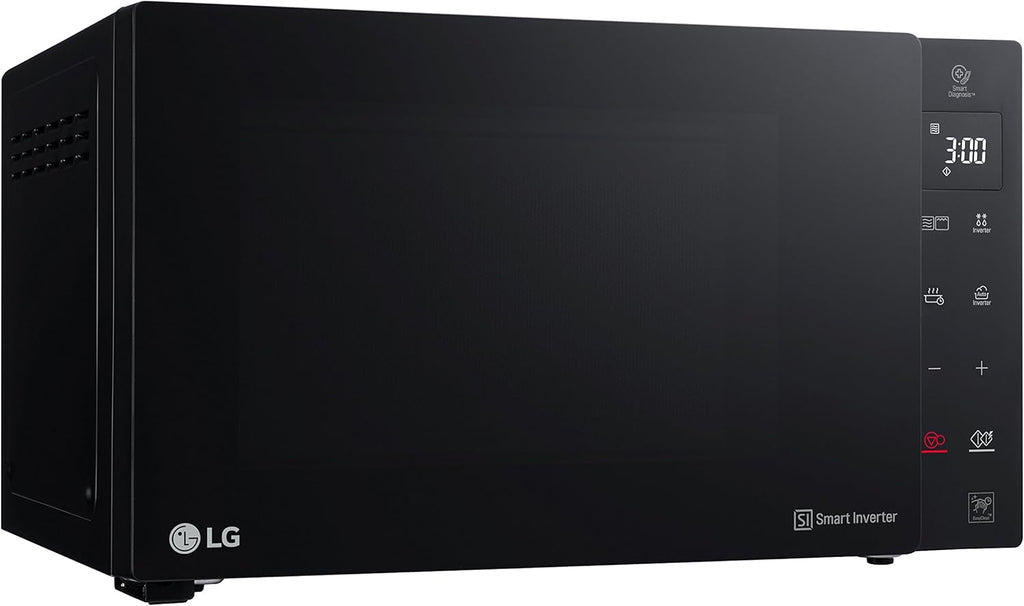 Microonde LG MH6535GIS con tecnologia Inverter e grill al quarzo, capacità 25 litri, 1000 W, programmi automatici, livelli di potenza regolabili per una cottura ottimale e funzione EasyClean, nero
