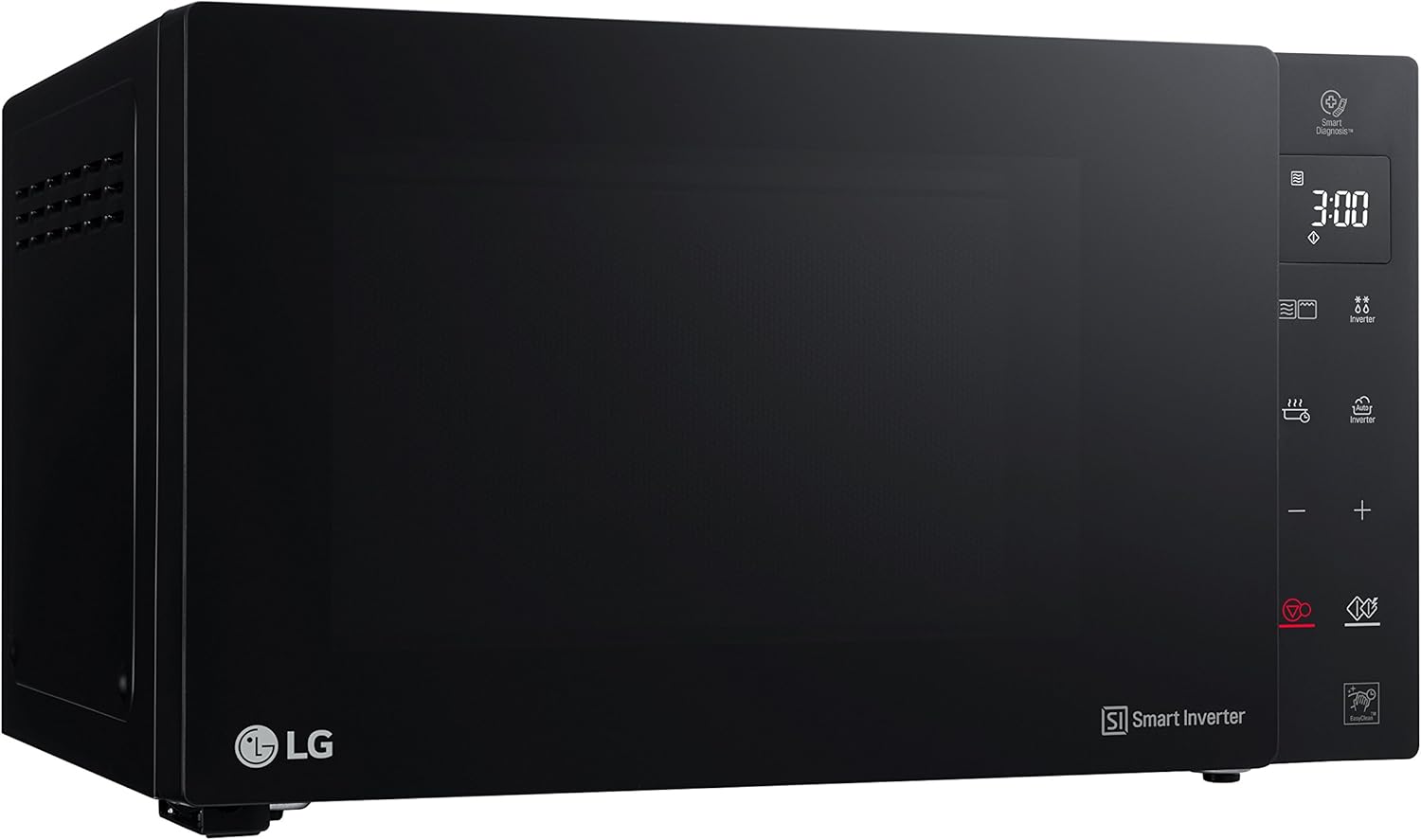 Microonde LG MH6535GIS con tecnologia Inverter e grill al quarzo, capacità 25 litri, 1000 W, programmi automatici, livelli di potenza regolabili per una cottura ottimale e funzione EasyClean, nero