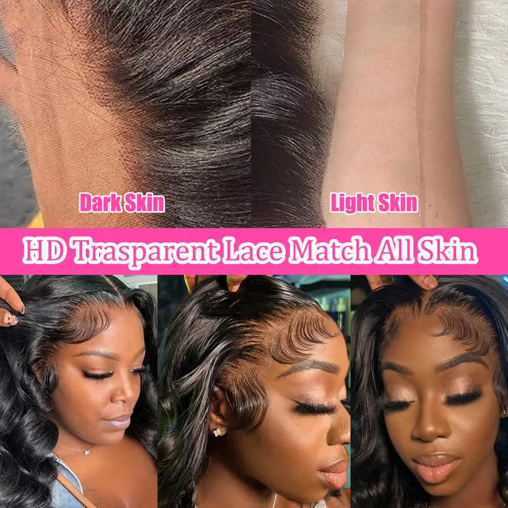Parrucca frontale in pizzo con onde naturali brasiliane, capelli umani veri e baby hair