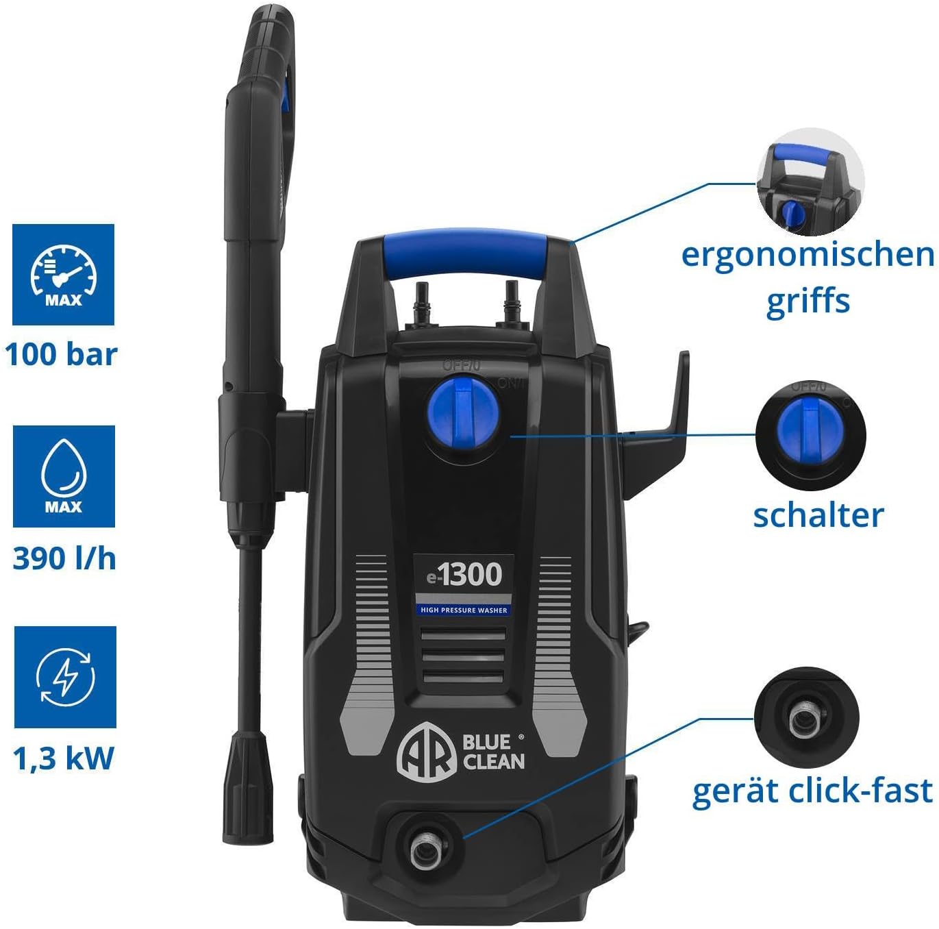 Idropulitrice AR Blue Clean e-4 TWINFLOW con sistema Dualtech (2500 W, 150 bar, 810 l/h)