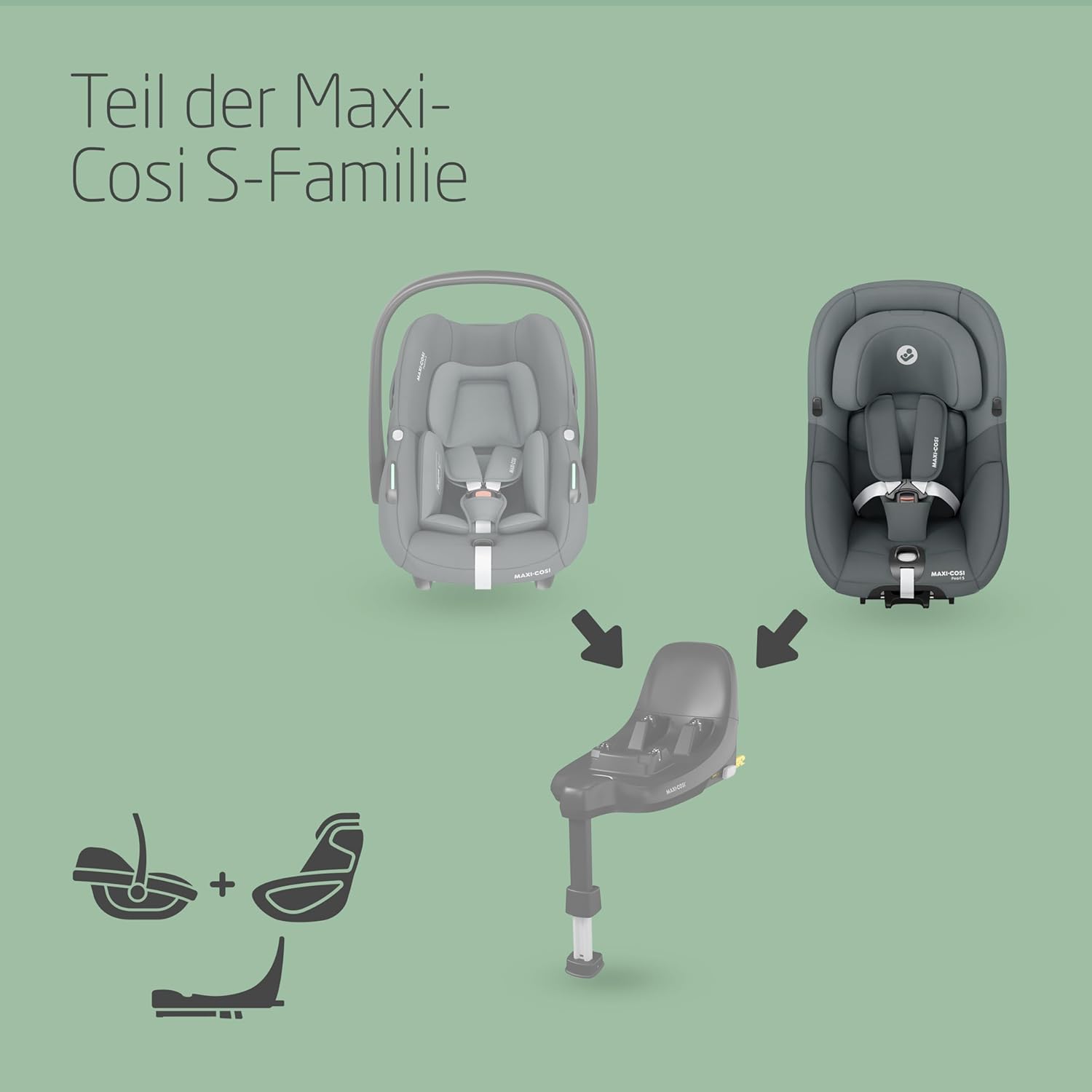 Maxi-Cosi Pebble 360 Pro, Seggiolino auto reclinabile SlideTech, da 0 a 15 mesi, da 0 a 13 kg, da 40 a 87 cm, per i seggiolini auto girevoli FamilyFix 360 Pro, G-CELL Side Impact Protection, Tonal Graphite