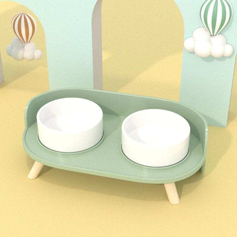 Elegante Doppel-Futterschale aus Bone China für Haustiere – Stilvoll und Funktional
