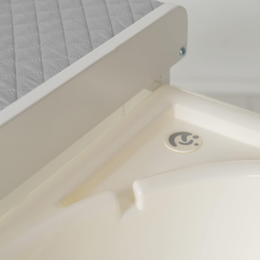 roba Fasciatoio da Bagno Combinato + Materassino Fasciatoio Style grigio - Fasciatoio Mobile Combinato con Vasca Integrata - con piano fasciatoio estraibile - Legno bianco