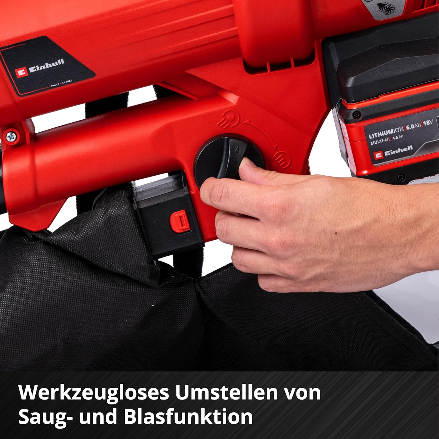 Aspiratore soffiatore per foglie a batteria Einhell GE-CL 36 Li E-Solo Power X-Change (Ioni di litio, 2 x 18 V, velocità aria 210 km/h, motore senza spazzole, sacco raccolta da 45 l, tracolla, senza batteria e caricabatteria)
