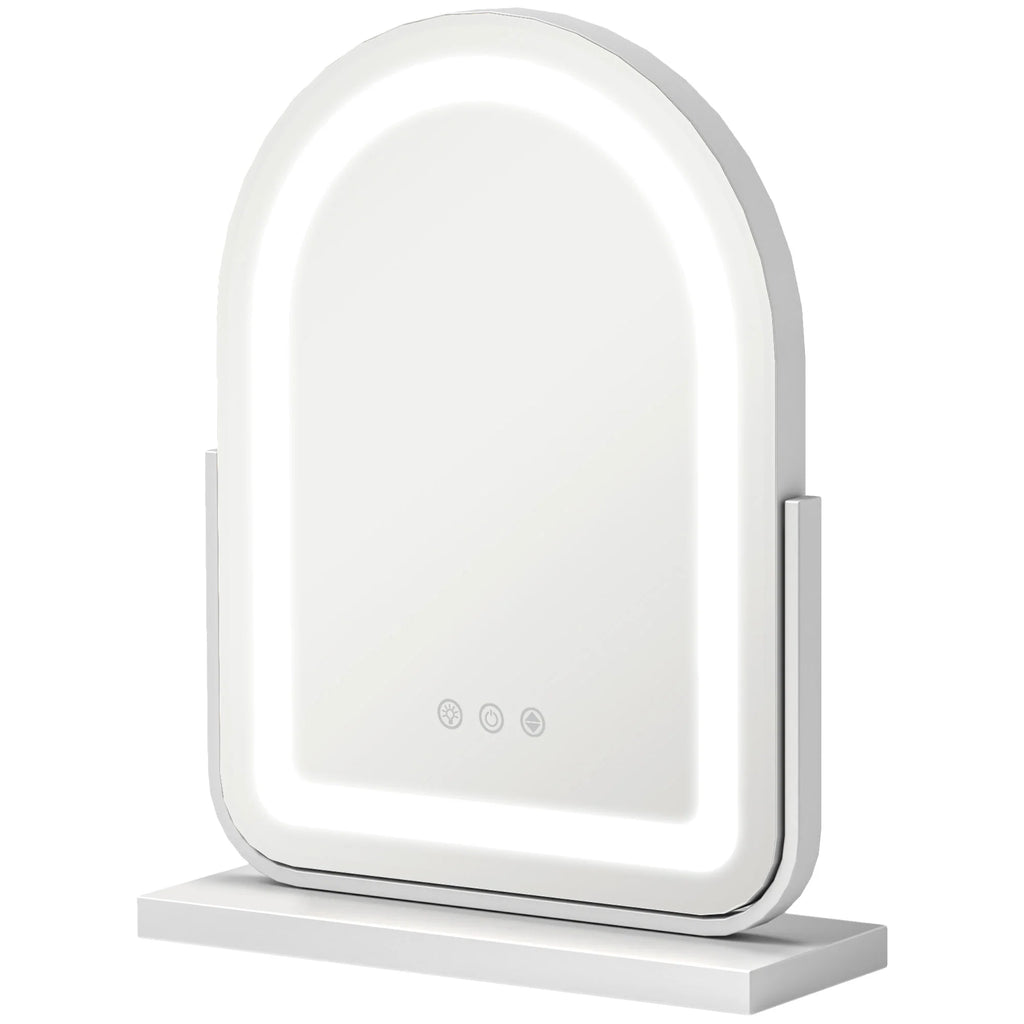 HOMCOM Specchio per Trucco con Illuminazione LED Controllo Touch Bianco