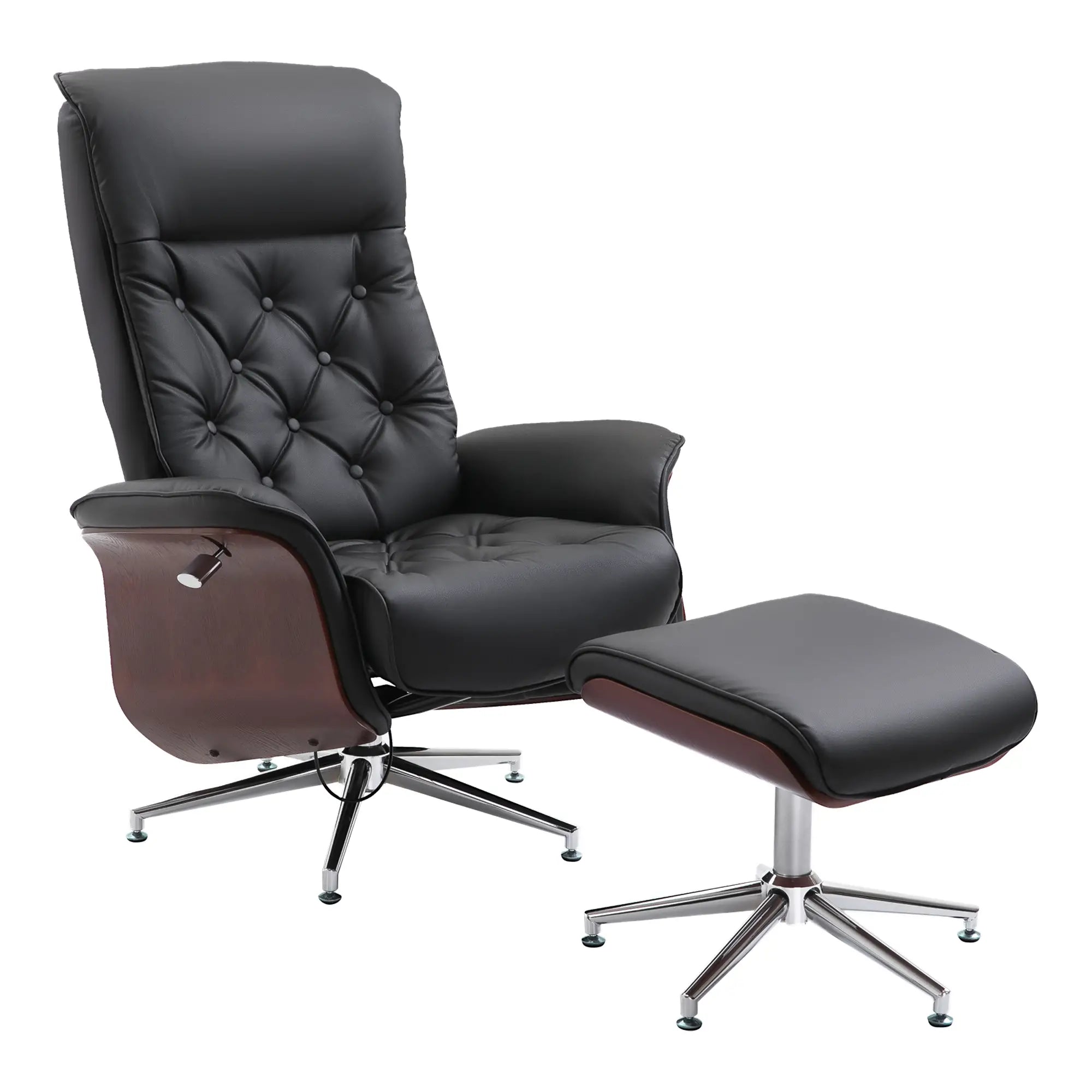 Poltrona relax HOMCOM con poggiapiedi girevole a 360°, reclinabile a 145°, stile Chesterfield