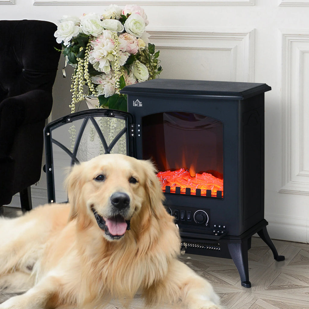 HOMCOM Camino elettrico Stufa rustica Effetto fiamma