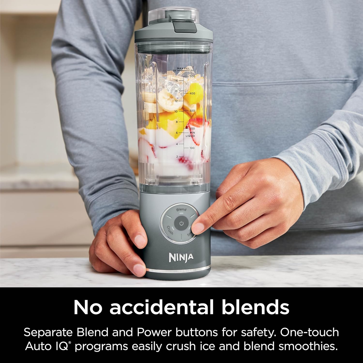 Ninja Blast Max, Tragbarer Mixer + Twist & Go, Personal Blender, Smoothie, Blend, Ninja Crush, 3 Programme, kabellos, 625 ml abnehmbares Gefäß, spülmaschinenfest, auslaufsicher, Silber