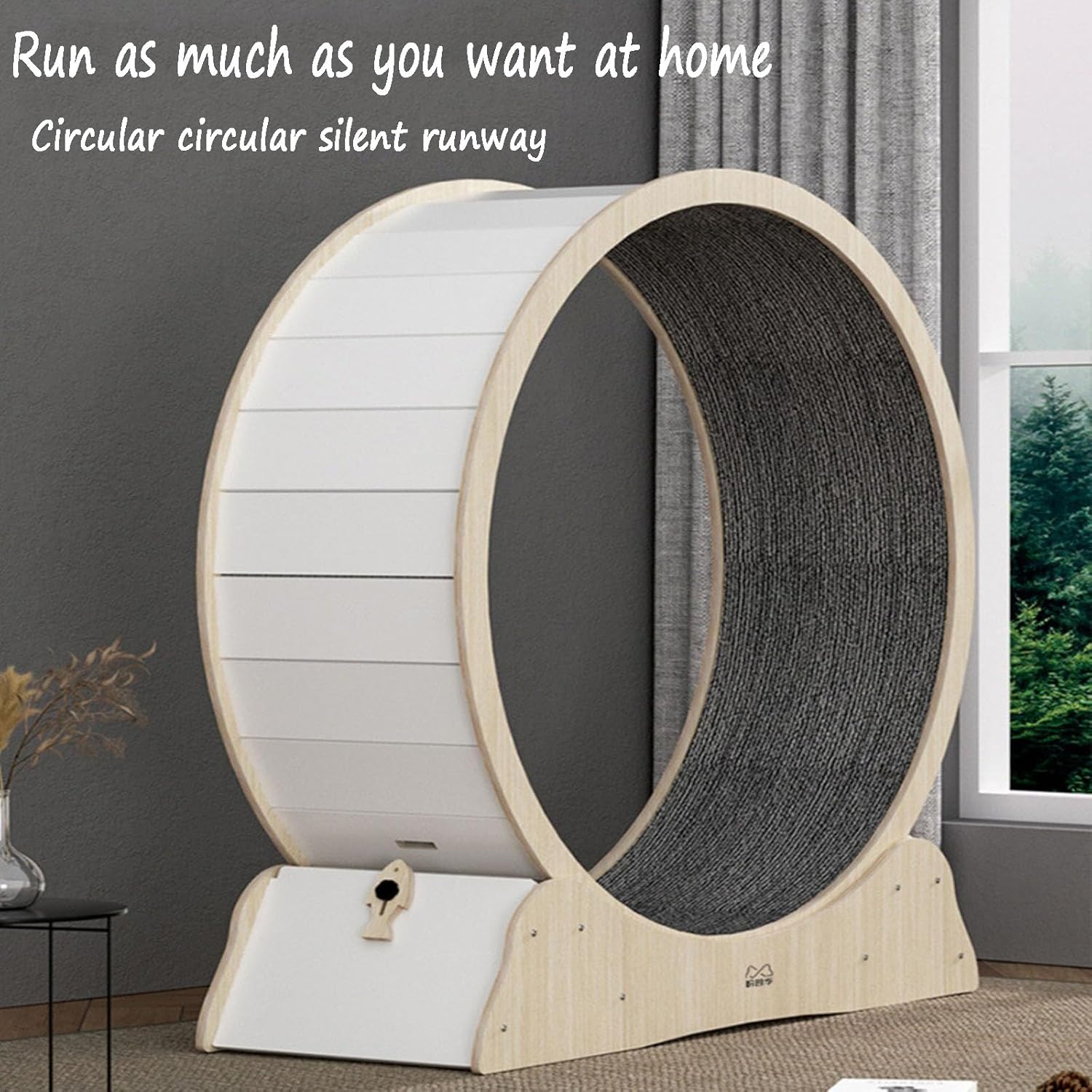 Cat Treadmill for Home Cats, Silent Cat Wheel, High Fibre Furniture Plate, Grade E1/Solid Wood Multilayer Plate with Locking Buckle, No Pinching of the Feet, S Solidwood