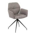 Sedia con braccioli Mobitec Mood #99, imbottitura in tessuto casuale, colore a scelta, base a ragno in metallo