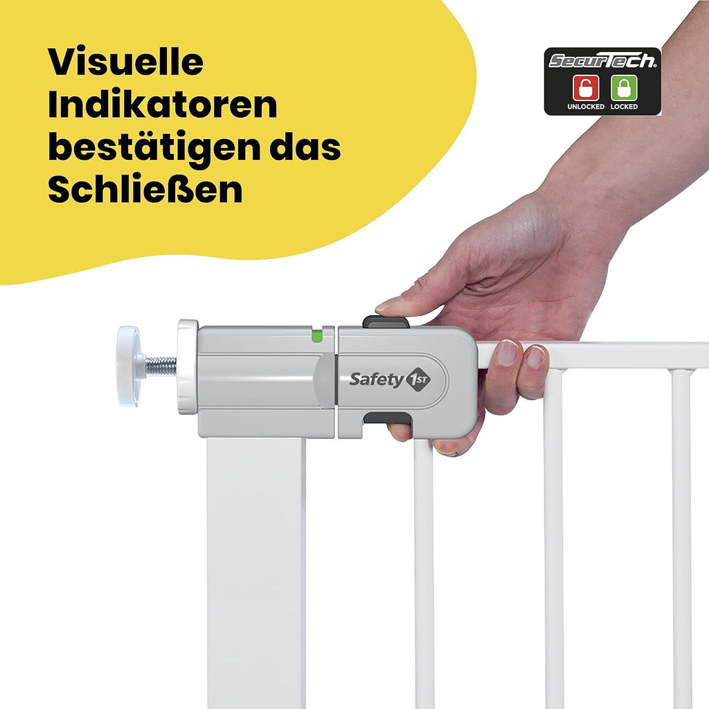 Safety 1st Easy Close Extra Tall, extra hohes (91 cm) Sicherheitsgitter aus Metall, druckfest, ideal für Kinder und Haustiere, mit einer Breite, die sich von 73 auf 80 cm ausdehnen lsst, wei