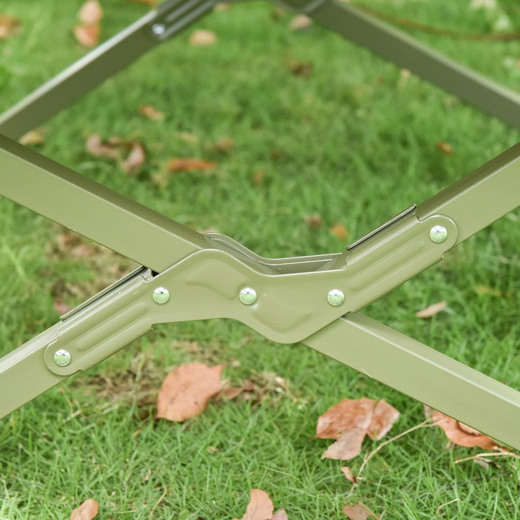 Outsunny Lettino da campeggio 4 in 1 Set da campeggio con tenda Sacco a pelo Materasso pieghevole, Verde scuro