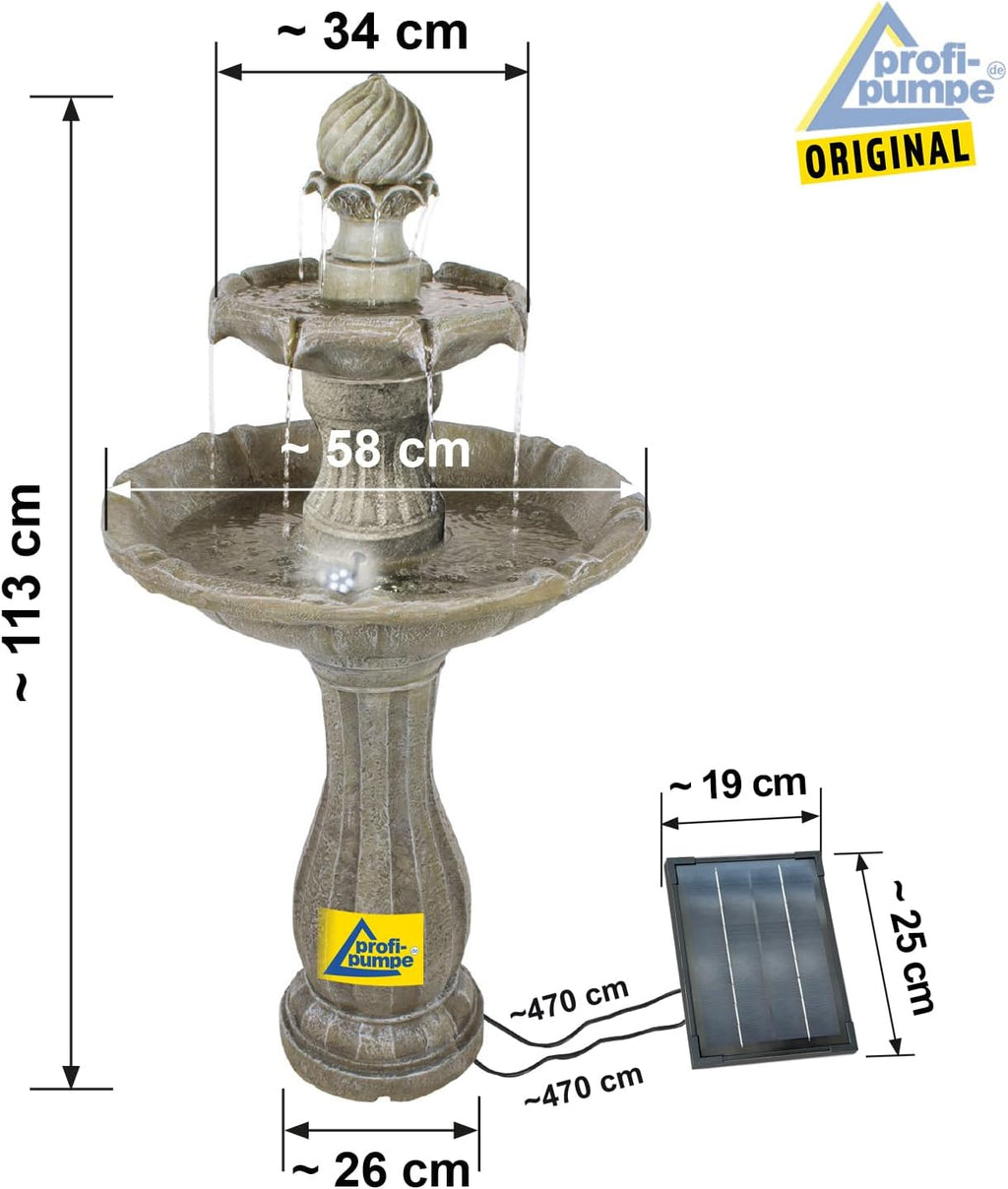 Fontana Solare da Giardino, Fontana a Cascata Classica per Giardino, Luci da Giardino, Pompa per Laghetto per Terrazza, Balcone, Modello Migliorato con Funzione di Avvio Istantaneo della Pompa