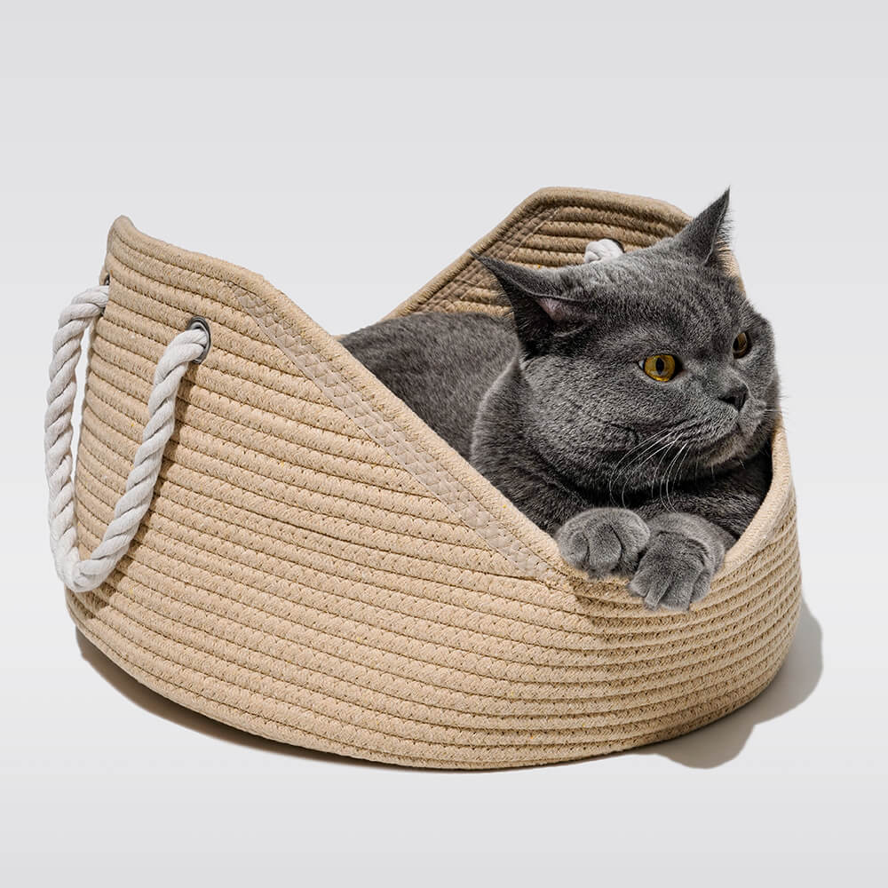 Luxus Katzenbett aus handgefertigtem Korb – PurrNest für maximalen Komfort