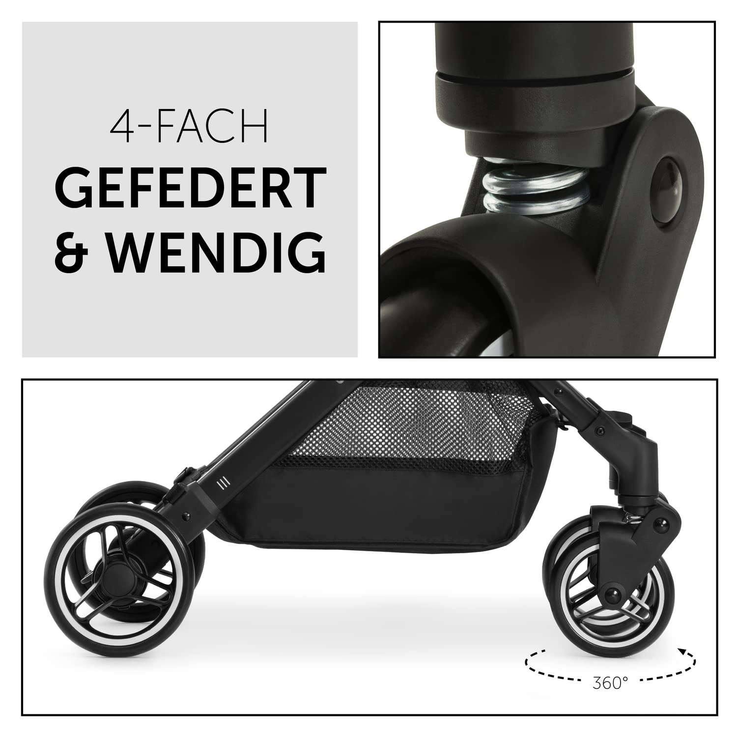hauck Passeggino leggero Travel N Care per bambini dalla nascita fino a 22 kg con funzione reclinabile, ultraleggero - 6,9 kg, chiudibile con una mano, UPF 50+, ruote in EVA, cestino fino a 3 kg (Dark Olive)
