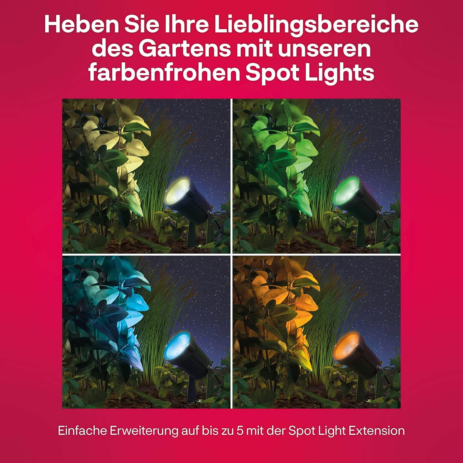 innr Smart Gartenstrahler, Zigbee, Funktioniert mit Hue* und Alexa (Bridge erforderlich), White & Color, LED Strahler, Spotlicht außen, Außenlampe, IP67 wasserdicht, Komplettset (3-Pack)